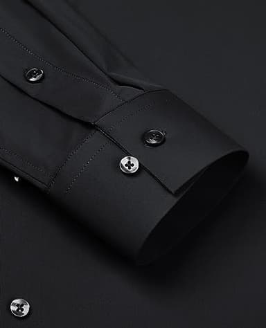 Lion Nardo Slim Fit Black Dress Shirts for Men Wrinkle Free Mens Dress Shirts Long Sleeve Big Muscle Fit Button Up Shirt - Image 3
