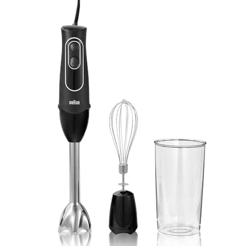 Braun MultiQuick 5 Immersion Hand Blender with Dual Speed + Turbo and Patented Technology, 350W - Includes Beaker and Whisk, Black, MQ505 - Image 1