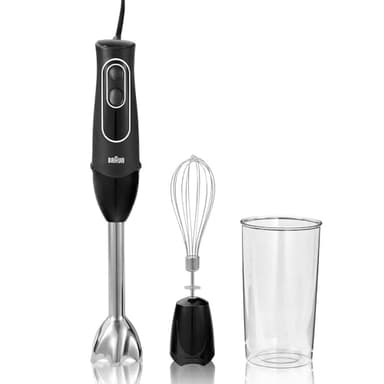 Braun MultiQuick 5 Immersion Hand Blender with Dual Speed + Turbo and Patented Technology, 350W - Includes Beaker and Whisk, Black, MQ505 - Image 1