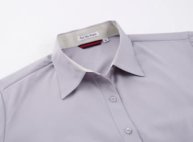 Alex Vando Womens Dress Shirts Wrinkle Free Regular Fit Long Sleeve Stretch Work Shirt,Lt Grey,XXL - Image 3