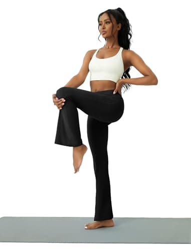 COPYLEAF Womens Yoga Pants with Pockets High Waisted Flare Leggings Bell Bottom Yoga Dress Pants Seamless Bootcut Pants(Black M) - Image 4