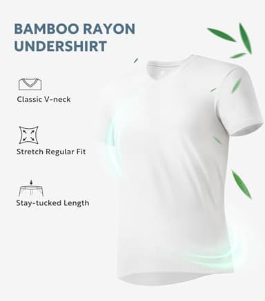 DAVID ARCHY Men's Undershirt Bamboo Rayon Moisture-Wicking White T-Shirts Stretch V-Neck Tees for Men, 3-Pack (L, White) - Image 4