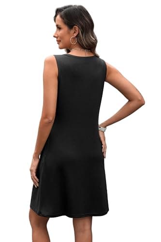 XIEERDUO Summer Dresses for Women 2025 V Neck Casual Dresses with Pockets Cute Wedding Guest Dress Flowy Beach Fashion Black XL - Image 4