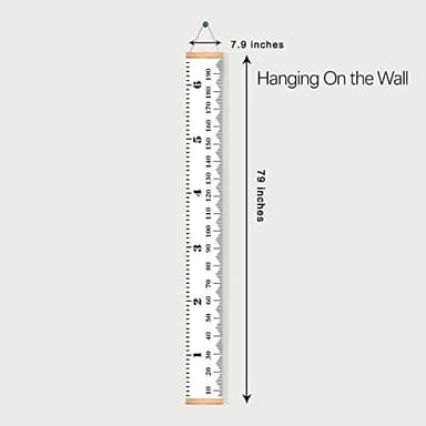 Mibote Baby Growth Height Chart Handing Ruler Wall Decor for Kids, Canvas Removable Height Growth Chart 79" x 7.9" (Black & White) - Image 5