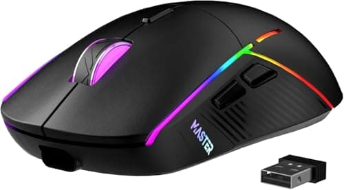 FFJ Wireless Gaming Mouse, 24000 DPI, Tri-Mode 2.4G/USB-C/Bluetooth 5.3 Gaming Mouse Wireless, RGB Programmable Mouse Gamer, 75Hrs Battery Life, Rechargeable Gaming Mice for PC, Mac, PS5, Xbox - Black