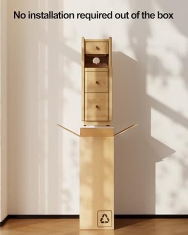 Narrow Nightstand with 3 Drawers,Solid Wood Small Nightstand Natural, Modern Small Bedside Tables for Bedroom(Fully Assembly) - Image 7