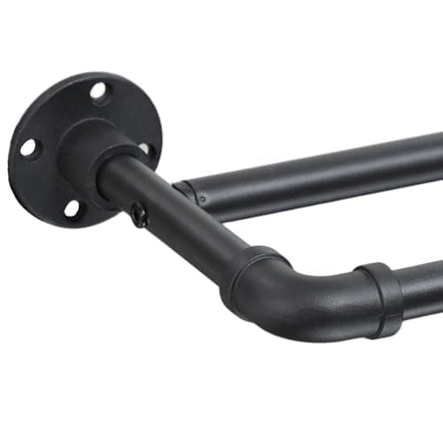 Industrial Double Curtain Rods for Windows 31 to 137 Inch, Adjustable Telescoping 1 Inch Black Double Curtain Rod Set Heavy Duty Blackout Wrap Around Curtain Rod for Living room, Sliding Glass Door - Image 1