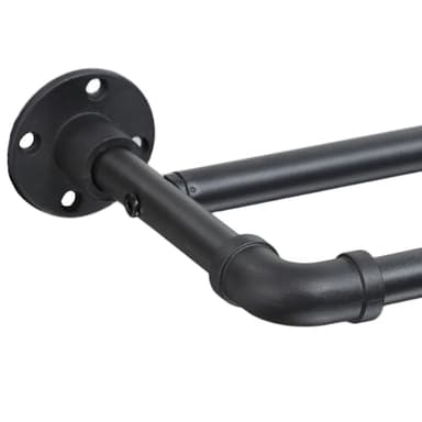 Industrial Double Curtain Rods for Windows 31 to 137 Inch, Adjustable Telescoping 1 Inch Black Double Curtain Rod Set Heavy Duty Blackout Wrap Around Curtain Rod for Living room, Sliding Glass Door - Image 1