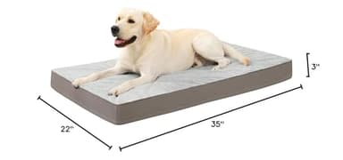 KSIIA Orthopedic Dog Bed Dog Crate Bed Waterproof for Large Dogs Deluxe Plush Washable Pet Mat with Egg Crate Foam & Removable Cover, 35 x 22 Inch, Gray - Image 7