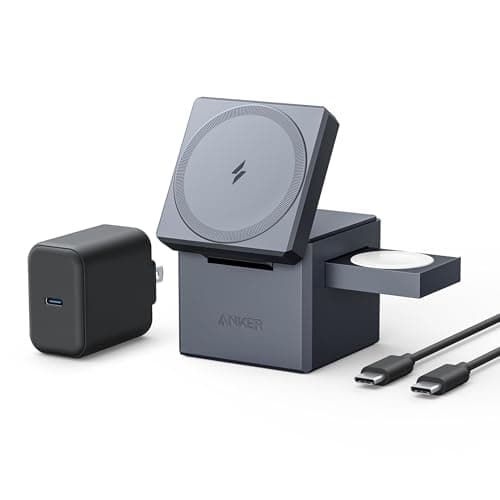 Anker MagSafe Charger Stand, iPhone 16 Wireless Charger, 3-in-1 Cube with MagSafe, 15W Foldable Fast Charging Stand, For iPhone 16/15/14/13, Apple Watch 1-8/Ultra, AirPods (30W USB-C Charger Included) - Image 1