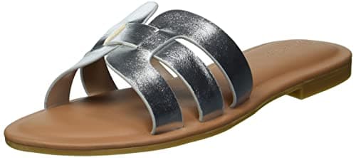 The Drop Women's Monika Flat H-Band Slide Sandal, Silver, 9.5 - Image 1