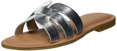 The Drop Women's Monika Flat H-Band Slide Sandal, Silver, 9.5 - Image 1