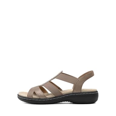 DREAM PAIRS Women's Comfortable Arch Support Dressy Flat Sandals Elastic Open Toe Walking Shoes for Summer,Size 8.5,Bronze,SDFS2420W - Image 2