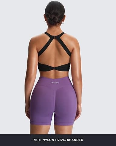 Aoxjox Women's Workout Sports Bras Twist Front Fitness Training Gym Bra Yoga Crop Lola Tank (Black, Medium) - Image 3