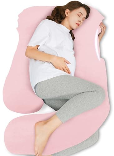 HIPHOP PANDA U-Shaped Pregnancy Pillow for Sleeping - Full Body Maternity Support Pillow with Removable Cover - Comfort for Back, HIPS, Legs, Belly - 57 Inch for Pregnant Women, Pink - Image 1
