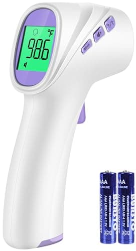 Forehead Thermometer for Adults, Kids & Babies, No-Touch Digital Thermometer with LCD Backlight Display, Fever Alarm and 1s Instant Reading - Purple - Image 8