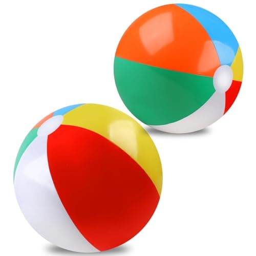2 Pack Beach Balls, 20 Inch Beach Balls, Rainbow Color Pool Toys Pool Balls for Swimming Pool, Beach Toys Inflatable Ball for Summer Parties and Water Games - Image 1