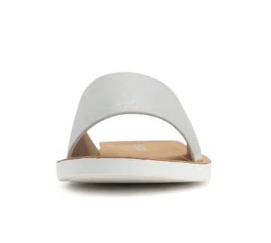 Soda Shoes Efron-S Women Flip Flops Basic Plain Slippers Slip On Sandals Slides Casual Peep Toe Beach (Silver Metallic, us_footwear_size_system, adult, women, numeric, wide, 6) - Image 3