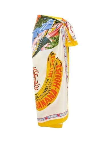 Fhniepan Women's Beach Swimwear Printed Long Sarong Coverups Bathing Suit Pareo Large Pashmina Wrap Skirt(Yellow,One Size) - Image 1