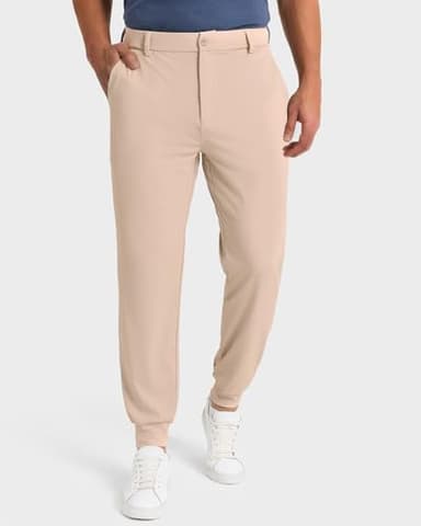 SNOWTEN Men's Golf Joggers Pants with 5 Pockets Stretch Fit Work Dress Athletic Jogger Sweatpants for Running Gym Khaki 2XL - Image 3