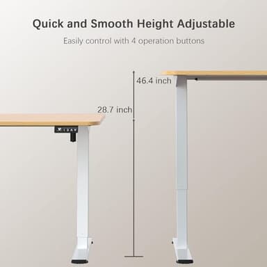 Furmax Electric Height Adjustable Standing Desk Large 55 x 24 Inches Sit Stand up Desk Home Office Computer Desk Memory Preset with T-Shaped Metal Bracket, Light Wood - Image 3