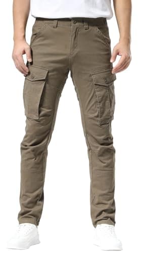Plaid&Plain Men's and Women's Pacific Blue Cargo Pants - Slim Fit, 3D Shape, Articulated Knees, Stretchy Fabric C804 A-Grey 33WX34L - Image 1