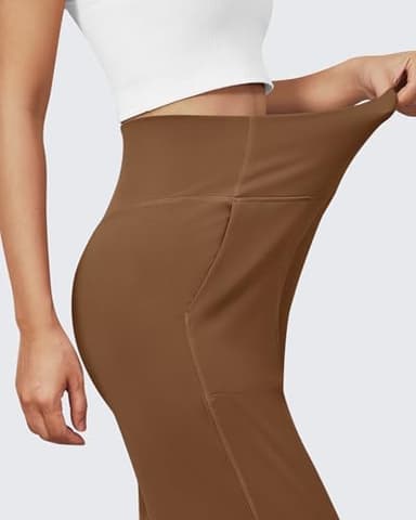 G4Free Wide Leg Pants Woman Yoga Pants with Pockets Loose Casual Stretch Sweatpants (Dark Coffee,L,33") - Image 5