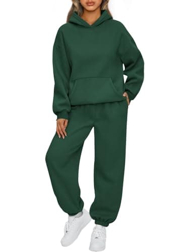 AUTOMET Sweatsuits Women 2 Piece Outfit Lounge Two Piece Sets Fall Fashion 2025 Tracksuits Oversized Sweatshirt and Sweatpants Casual Teen Girls Clothing DarkGreen M - Image 1