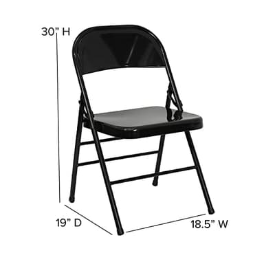 Flash Furniture 4 Pack HERCULES Series Triple Braced & Double Hinged Black Metal Folding Chair - Image 3