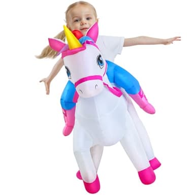 KOOY Inflatable Unicorn Costume Kid Blow up Unicorn Costume Kid Funny Halloween Inflatable Costumes For Kids - Image 5