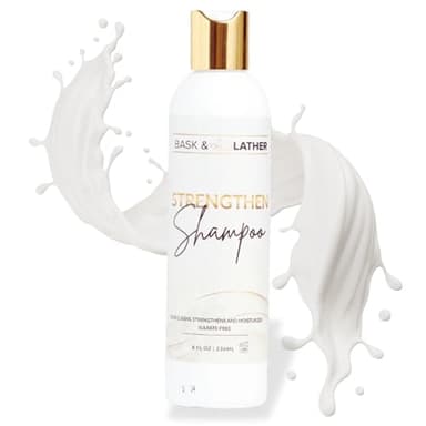 BASK & LATHER Strengthen Hair Shampoo – All-Natural, pH‑Balanced Formula for Hair Growth & Repair, Sulfate‑Free, Silicone‑Free, Paraben‑Free, 8 oz - Image 1