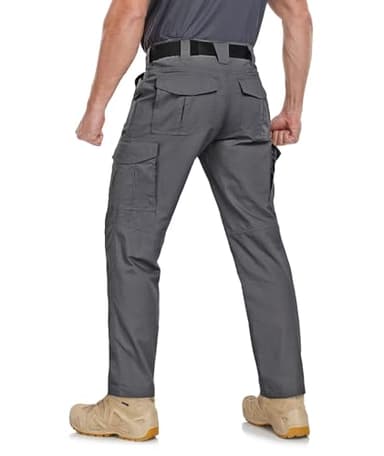 Zoofly Mens Hiking Pants with Pockets Water Proof Cargo Work Pants for Men Ripstop Army Cargo Pants Elastic Waist Grey 32W*32L - Image 6