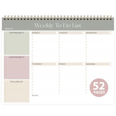 Weekly To Do List Notepad, Undated Planner with 52 Sheets (8.5''x11''), Desk Weekly Planner for Women & Man, Home School & Work - Image 1