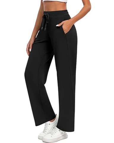 Locoowai 2 Pack Women Sweatpants Drawstring Waist Loose Yoga Baggy Joggers Casual Wide Leg Pants with Pockets(Medium,Black, Brown) - Image 2