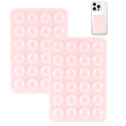 Yojaro 2 Pack Silicone Suction Phone Case Mount, Silicon Adhesive Smartphones Stand Sticky, Non Slip Suction Cup, Hands-Free Phone Accessories Holder for Selfies and Videos Light Pink - Image 1