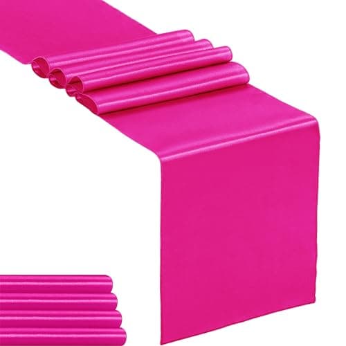 5-Pack Satin Table Runner Fuchsia 12 x 108 inches Long, Table Runners for Wedding, Birthday Parties, Banquets Decorations(5 Pack, 12x108 Inch, Fuchsia) - Image 1