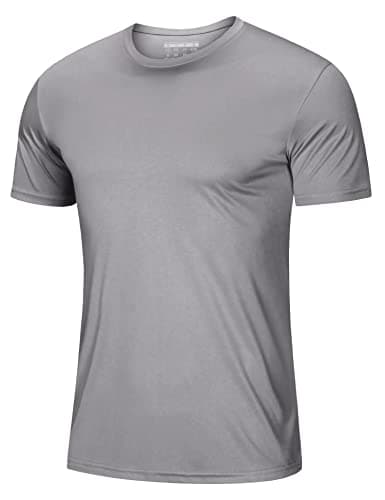 Tee Shirts for Men Short Sleeve Active Shirts Summer Dry Fit T Shirts Moisture Wicking Running T-Shirt Light Grey - Image 1