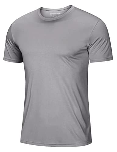 Tee Shirts for Men Short Sleeve Active Shirts Summer Dry Fit T Shirts Moisture Wicking Running T-Shirt Light Grey - Image 1