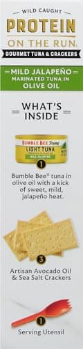 Bumble Bee Prime Protein on the Run Tuna Snack Kit, Pack of 12 - Gourmet Tuna Marinated in Olive Oil & Mild Jalapeno with Crackers and Serving Utensil - 20g of Protein Per Serving - Image 8