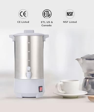 SYBO SR-CP35C Commercial Grade Stainless Steel Percolate Coffee Maker Hot Water Urn for Catering, 30-Cup, 3.5L, Grey - Image 5