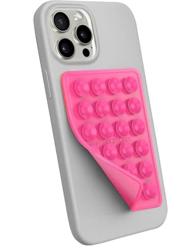 StickyGrippy Suction Phone Case Mount, Sillicon Adhesive Phone Accessory for iPhone and Android, Hands-Free Fidget Toy Mirror Shower Phone Holder, Tiktok Videos and Selfies (Pink) - Image 1