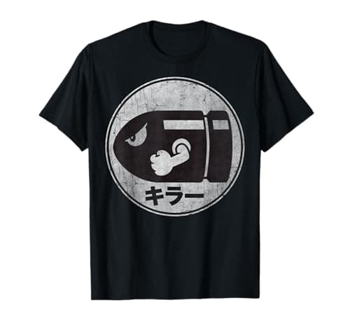 Super Mario Bullet Bill Distressed Kanji Logo T-Shirt