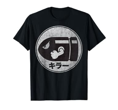 Super Mario Bullet Bill Distressed Kanji Logo T-Shirt