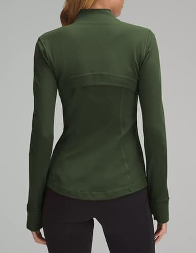 PINSPARK Lightweight Workout Jackets for Women Athletic Fitness Running Jacket Full Zipper Up Slim Fit Sports Tops Dark Army Green L - Image 5