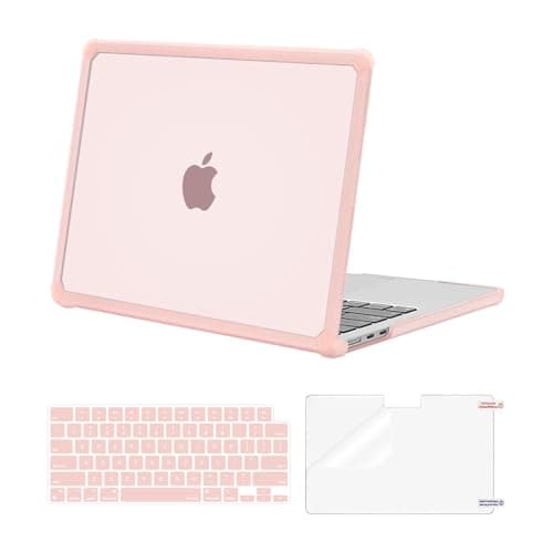 MOSISO Compatible with MacBook Air 13 inch Case 2025 2024 2023 2022 M4 A3240 M3 A3113 M2 A2681,Anti-Cracking Heavy Duty TPU Bumper Hard Case&Keyboard Skin&ScreenFilm for MacBook Air 13.6, Pink - Image 1