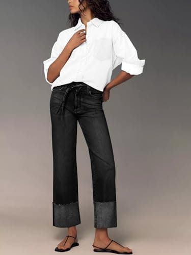 KUNMI Jeans for Women Wide Leg Baggy High Waist Boyfriends Straight Leg Stretchy Denim Pants Trendy Fall 2025 - Image 5