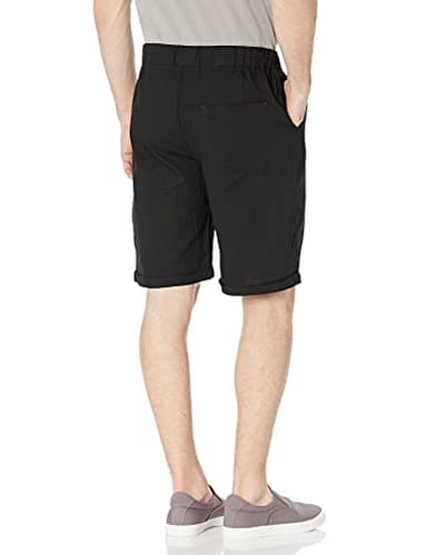 Janmid Men's Linen Shorts Casual Elastic Waist Drawstring Summer Beach Shorts with Pockets Black 2XL - Image 4