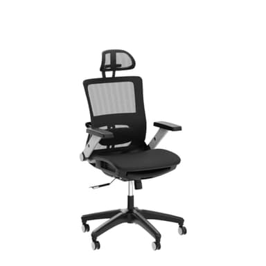 COLAMY Ergonomic Mesh Office Chair with Footrest, High Back Computer Executive Desk Chair with Headrest and 4D Flip-up Armrests, Adjustable Tilt Lock and Lumbar Support-Black - Image 6