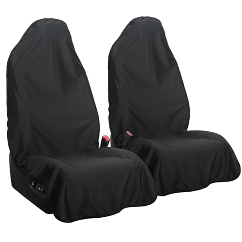 XCAR 2PCS Waterproof Car Seat Covers for Front and Rear Seats, Airbag Compatible,Cloth Seat Covers Universal Fit for Truck Van SUV Black - Image 1