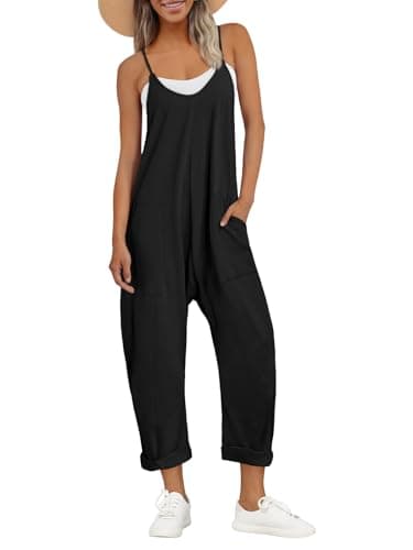 AUTOMET Jumpsuits for Women Casual Summer Outfits Rompers Comfy Beach Vacation Trendy Overalls Jumpers Spring Fashion Maternity Clothes 2025 Black M Black M - Image 1